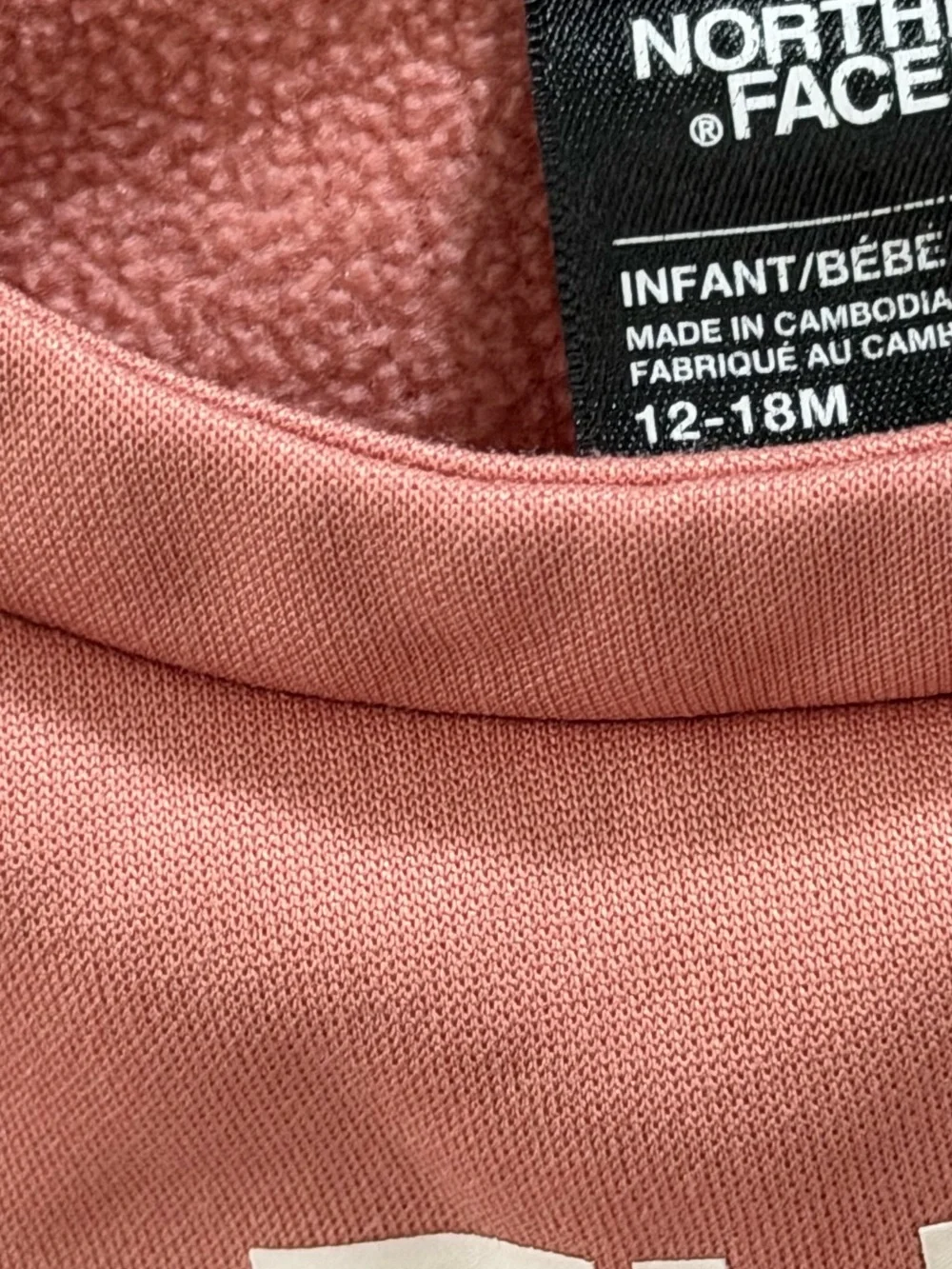 The North Face 12-18months baby toddler fleece lining Pink Crewneck Sweatshirt